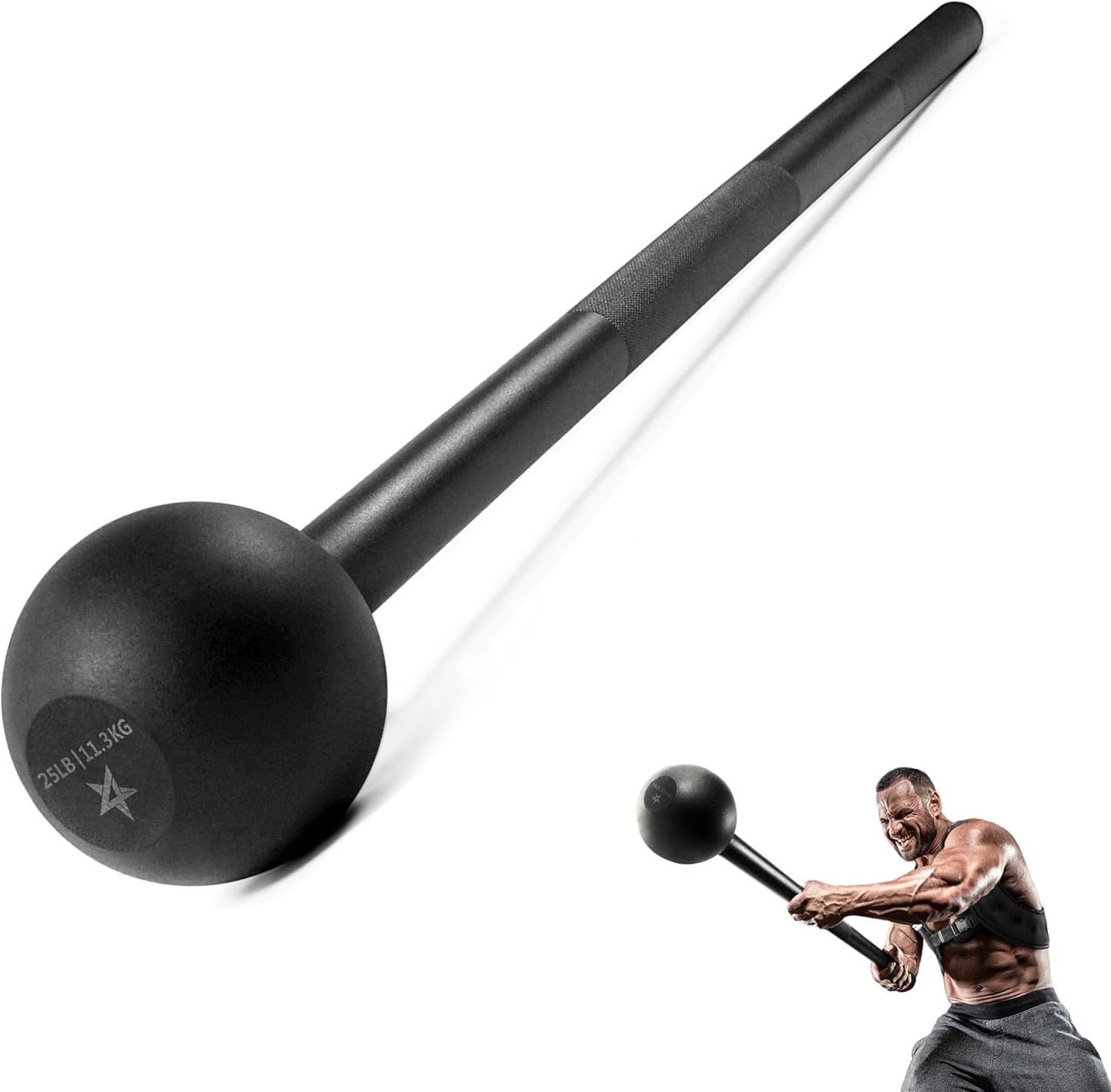 Yes4All Steel Mace Bell for Strength Training - Support Full Body, Muscles, Shoulder, Grips & Forearms Workouts to Rehabilitation, Stretching 5, 7, 10, 15, 20, 25, 30Lb for Woman & Man