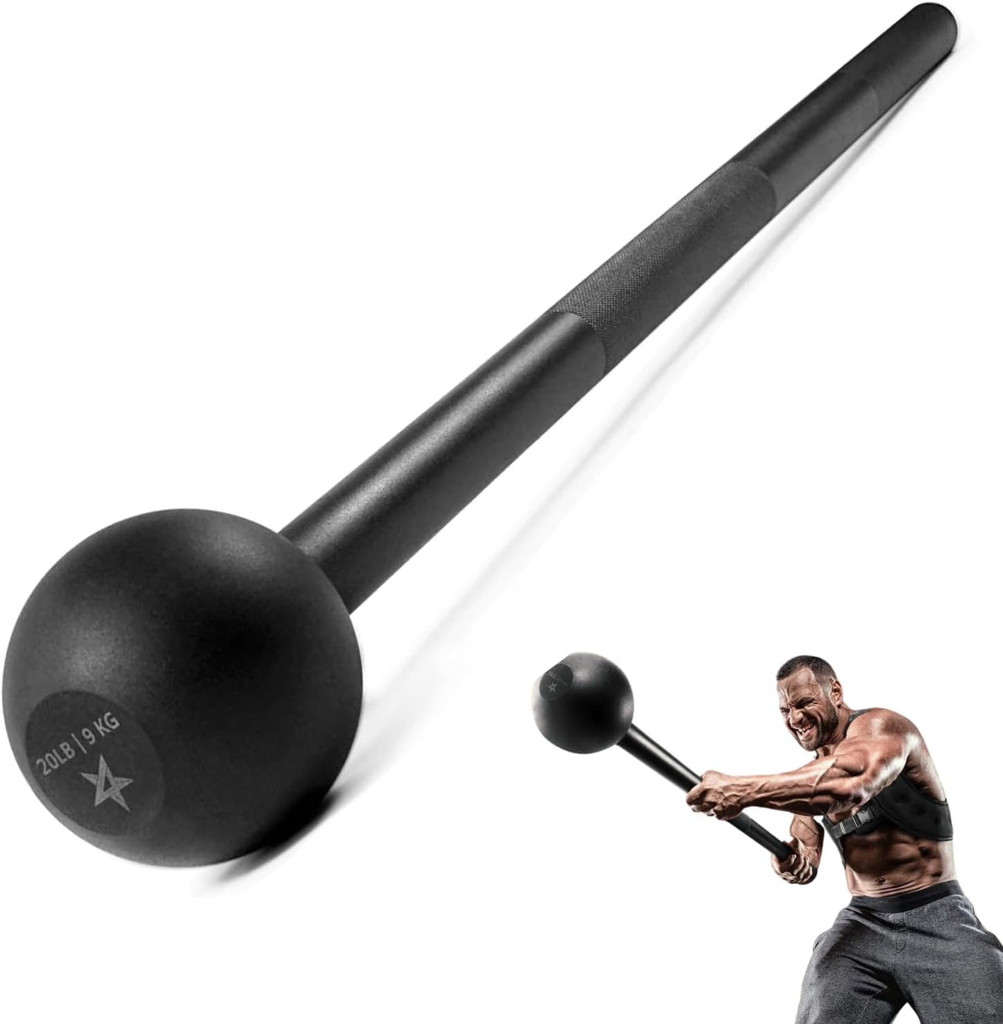 Yes4All Steel Mace Bell for Strength Training - Support Full Body, Muscles, Shoulder, Grips & Forearms Workouts to Rehabilitation, Stretching 5, 7, 10, 15, 20, 25, 30Lb for Woman & Man