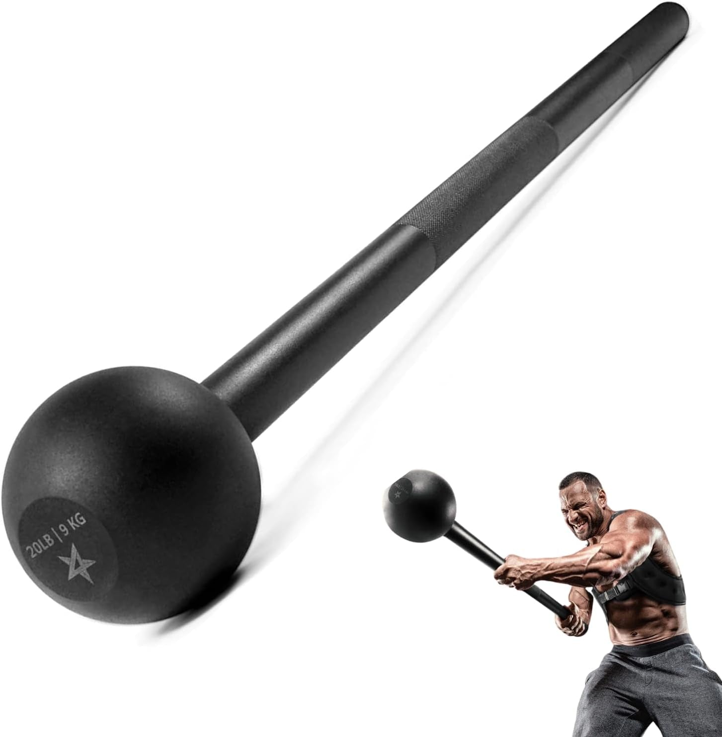 Yes4All Steel Mace Bell for Strength Training - Support Full Body, Muscles, Shoulder, Grips & Forearms Workouts to Rehabilitation, Stretching 5, 7, 10, 15, 20, 25, 30Lb for Woman & Man