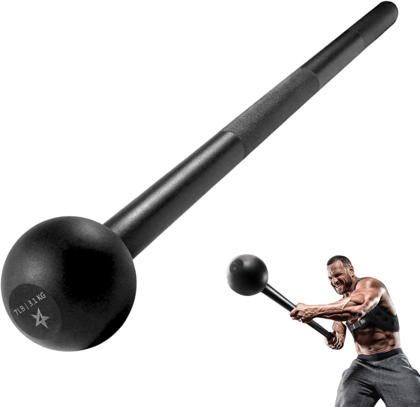 Yes4All Steel Mace Bell for Strength Training - Support Full Body, Muscles, Shoulder, Grips & Forearms Workouts to Rehabilitation, Stretching 5, 7, 10, 15, 20, 25, 30Lb for Woman & Man